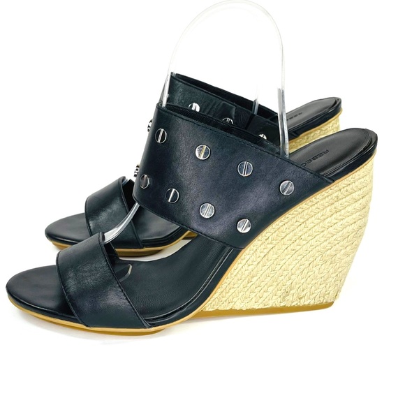 Rebecca Minkoff Black Leather Emily Studded Espadrille Sandals Size 9 - Picture 3 of 7